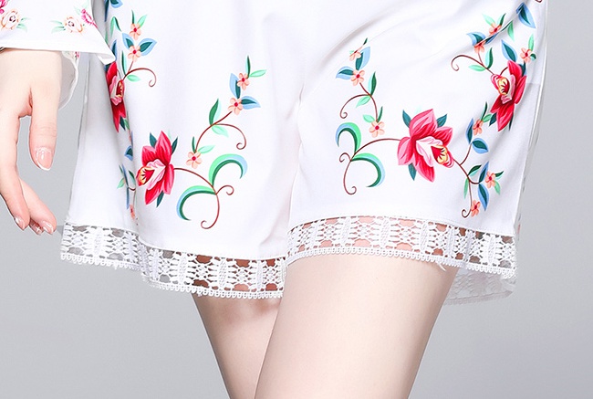 Stitching spring tops colors printing shorts a set