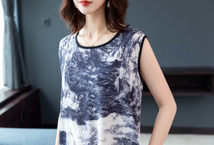 Retro large yard printing temperament sleeveless dress