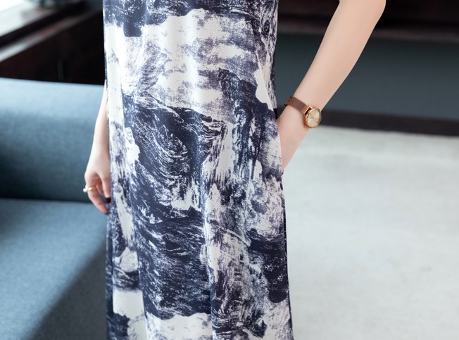 Retro large yard printing temperament sleeveless dress