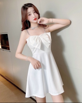 Lady bow sling dress wrapped chest France style long dress