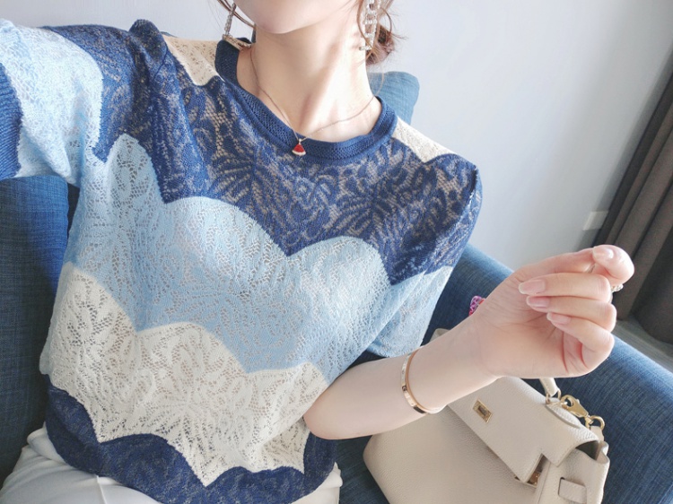 Western style ice silk summer knitted T-shirt
