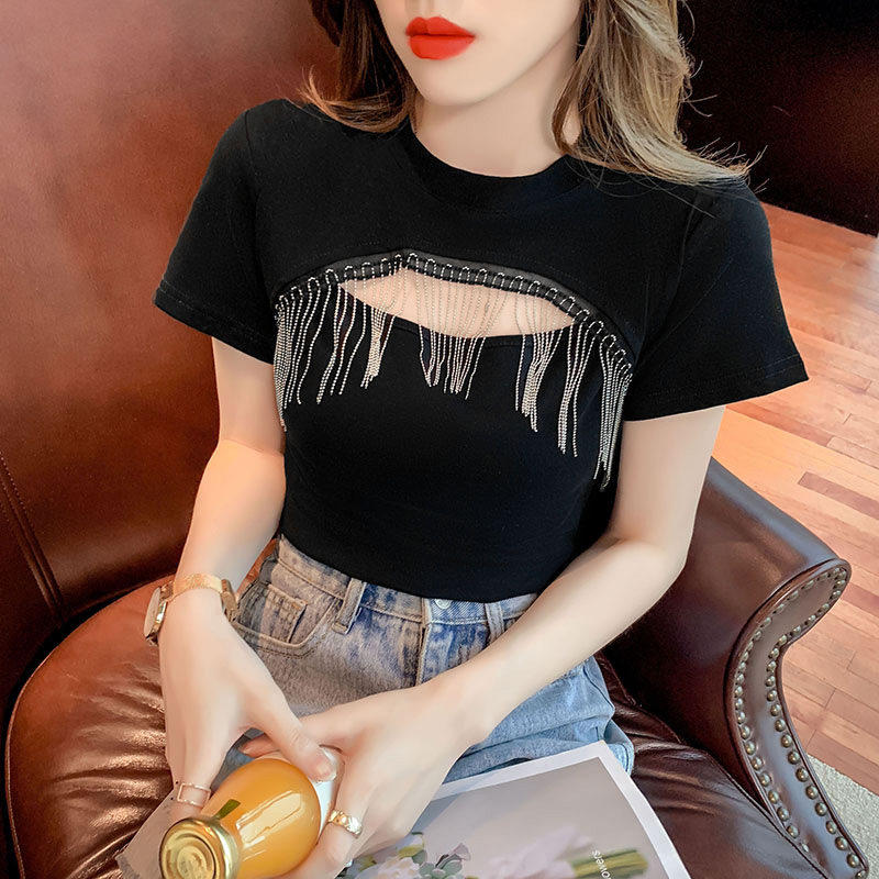 Fashion hollow tops halter summer T-shirt for women