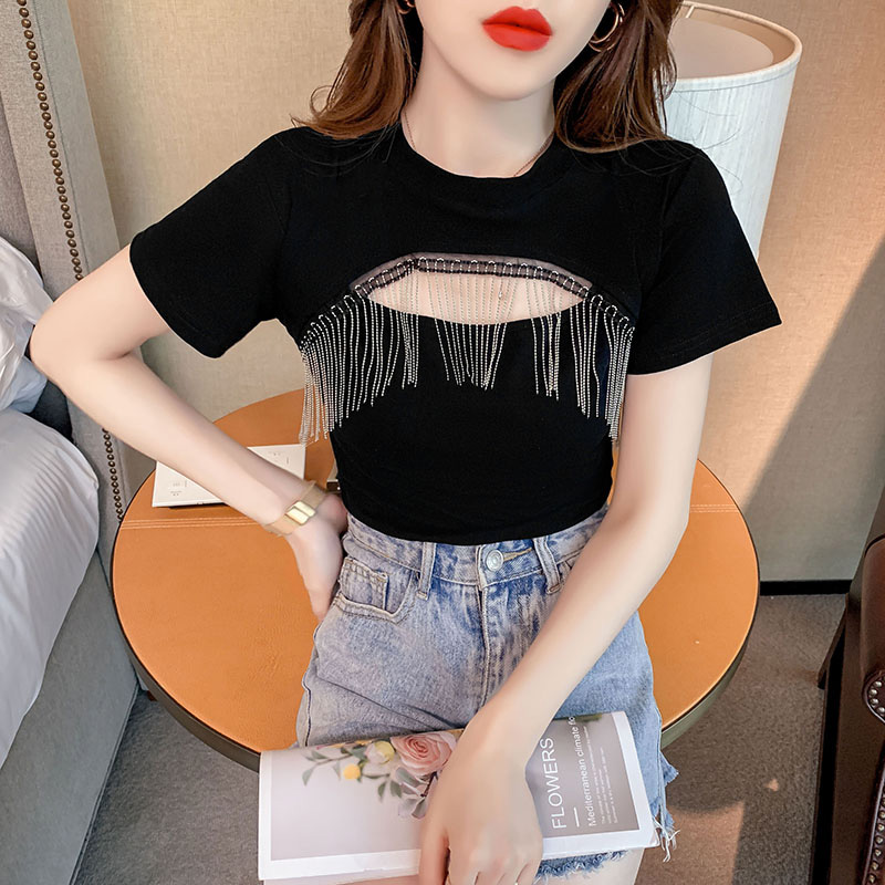 Fashion hollow tops halter summer T-shirt for women