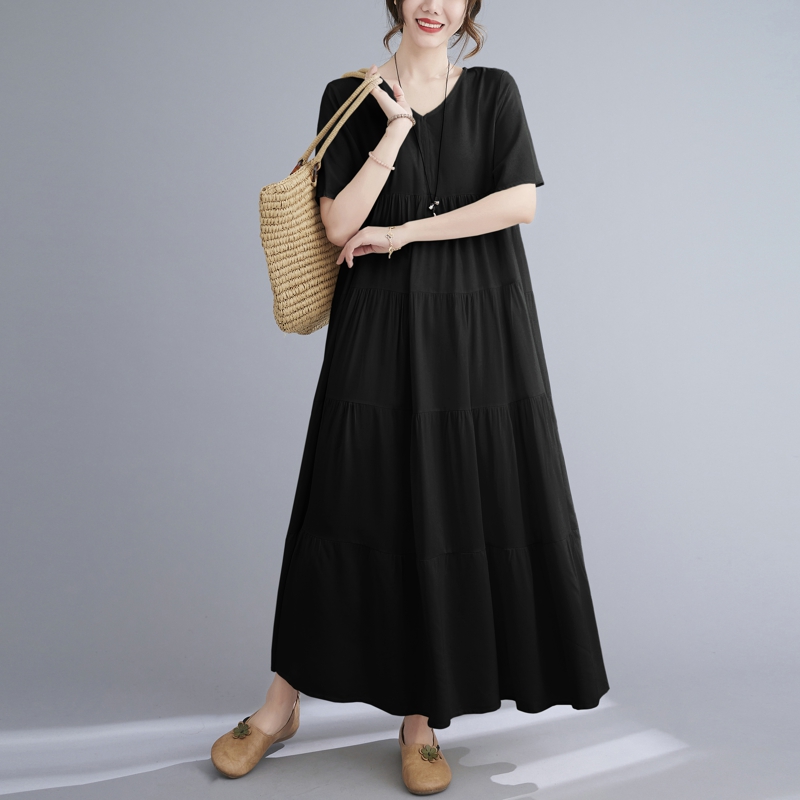 Large yard slim loose big skirt short sleeve dress