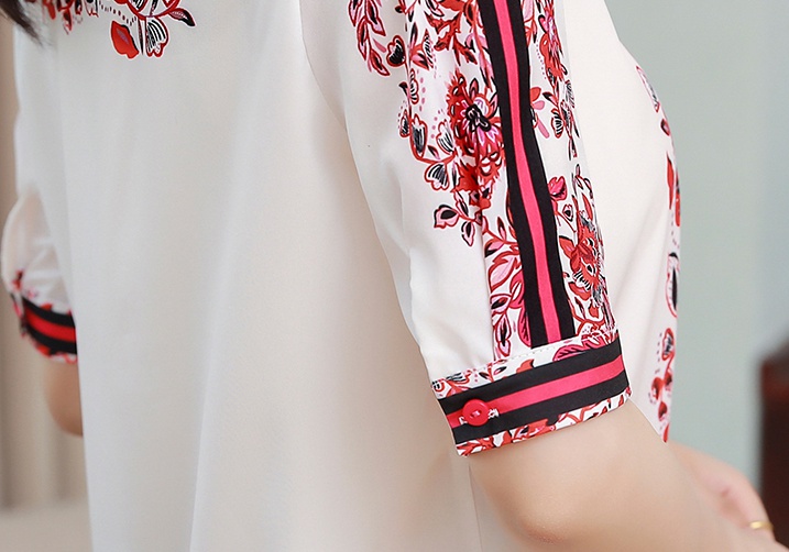Printing short sleeve tops fashion silk shirt for women