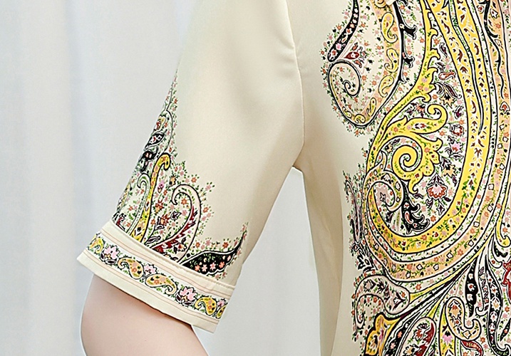 Printing silk retro shirt summer long sleeve tops for women