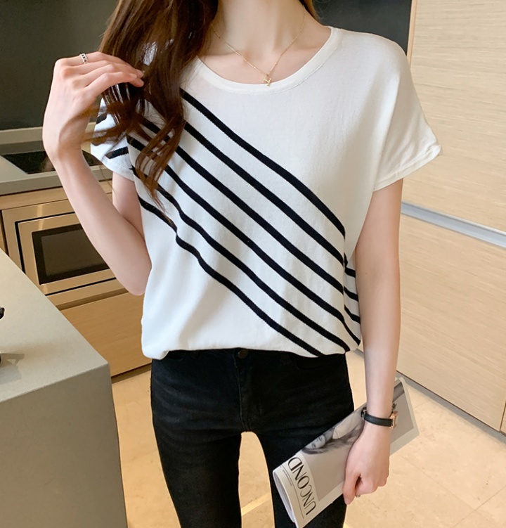 European style T-shirt stripe bottoming shirt for women