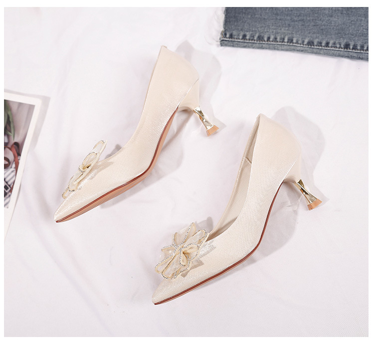 Low fine-root high-heeled shoes bow shoes for women