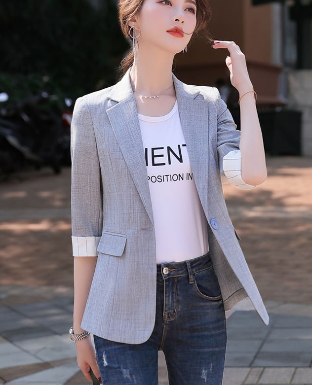 Casual thin spring tops short all-match business suit for women
