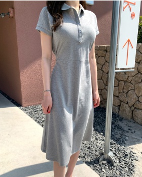 Knitted pinched waist shirts long Korean style dress