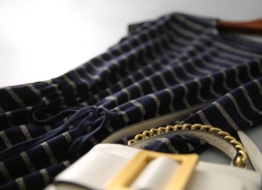 Cotton raglan sleeve vitality liangsi stripe dress