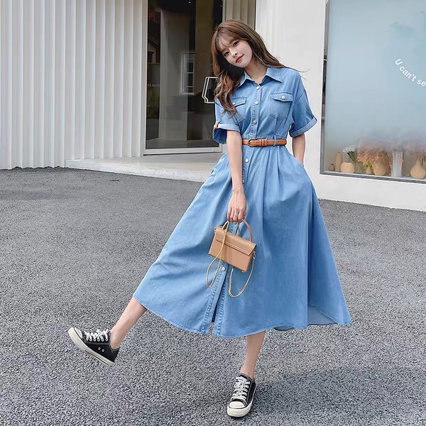 Slim pinched waist shirt France style dress for women