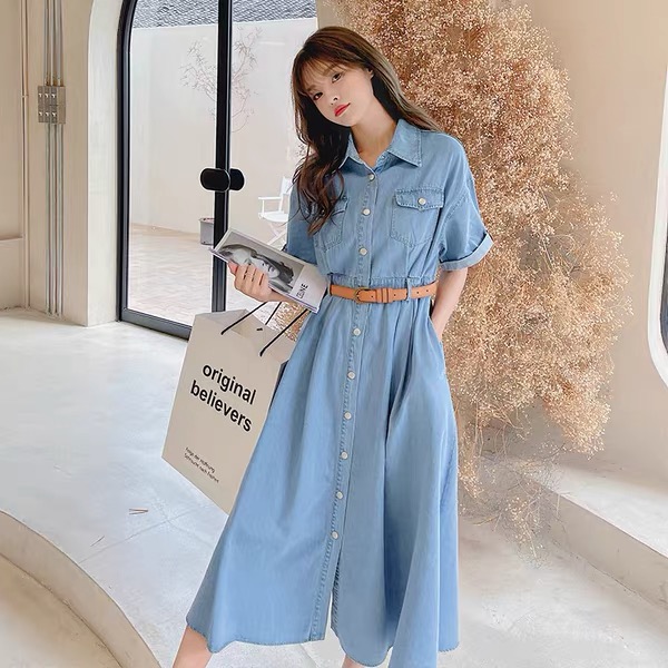 Slim pinched waist shirt France style dress for women