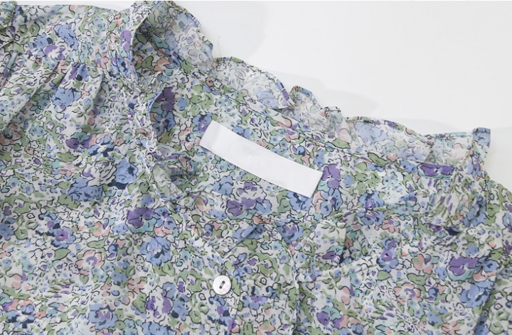 Puff sleeve chiffon floral thin summer shirt for women