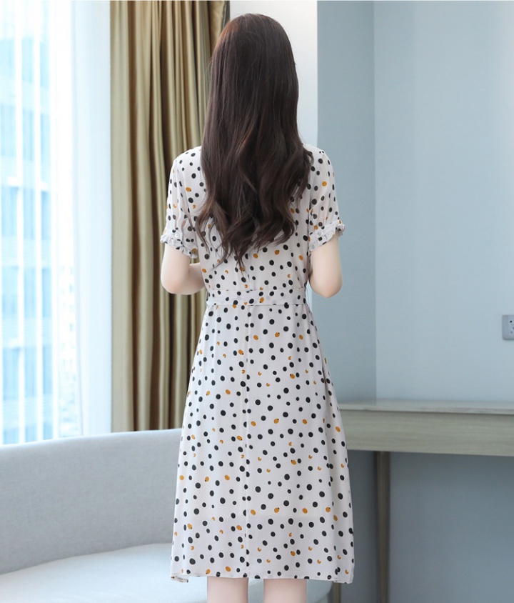 Silk polka dot long dress slim summer dress for women