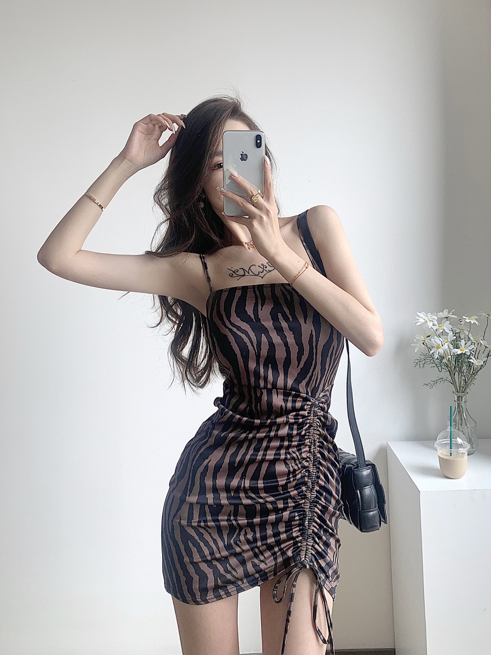 Fold sling drawstring T-back zebra spicegirl summer dress