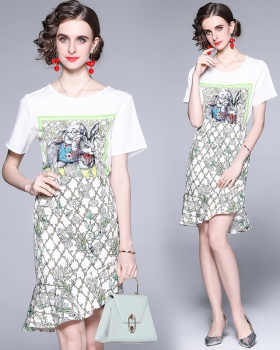Fashion cartoon T-shirt printing skirt a set