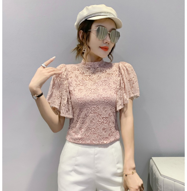 Summer lace T-shirt hollow Korean style tops for women
