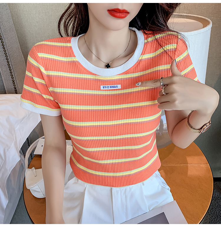 Loose stripe bottoming shirt fashion summer T-shirt