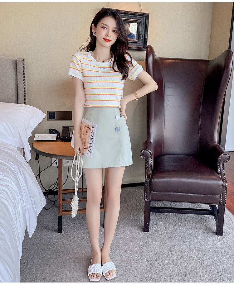 Loose stripe bottoming shirt fashion summer T-shirt