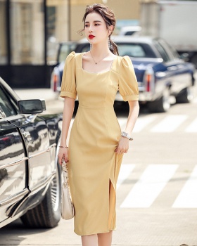 Retro temperament long dress split dress for women