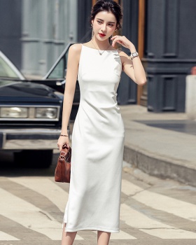 Minority summer France style sling light flat shoulder dress