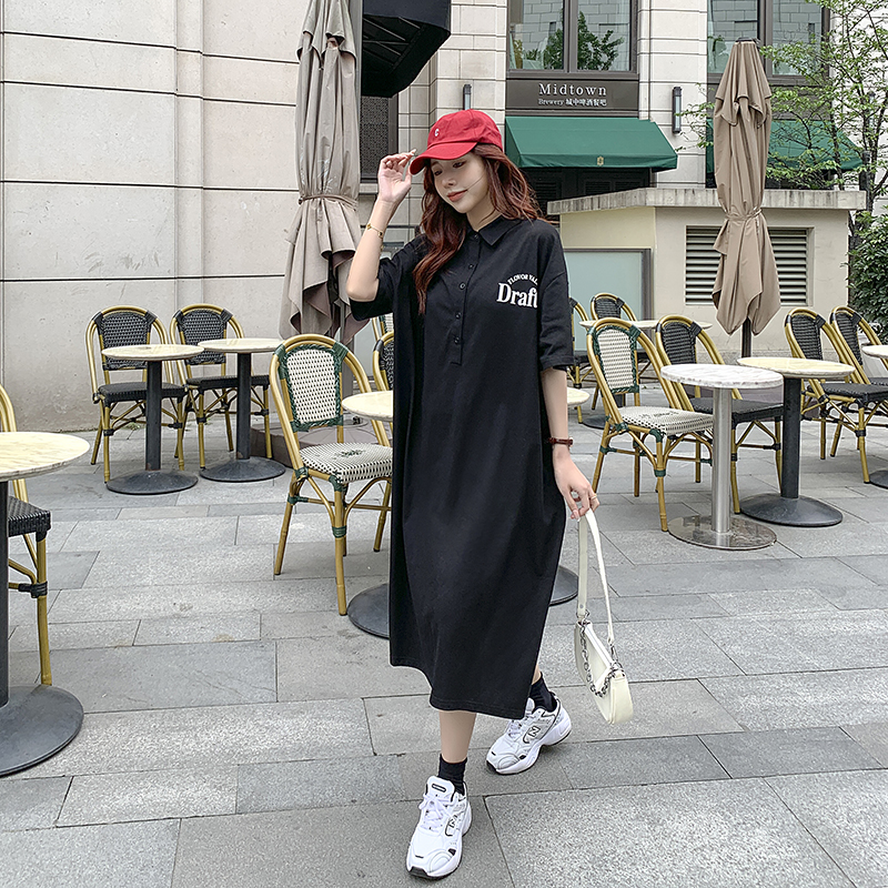 Shirt collar large yard T-shirt Casual Korean style dress