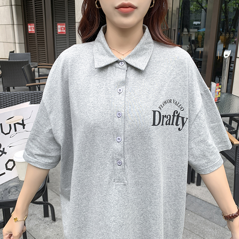 Shirt collar large yard T-shirt Casual Korean style dress