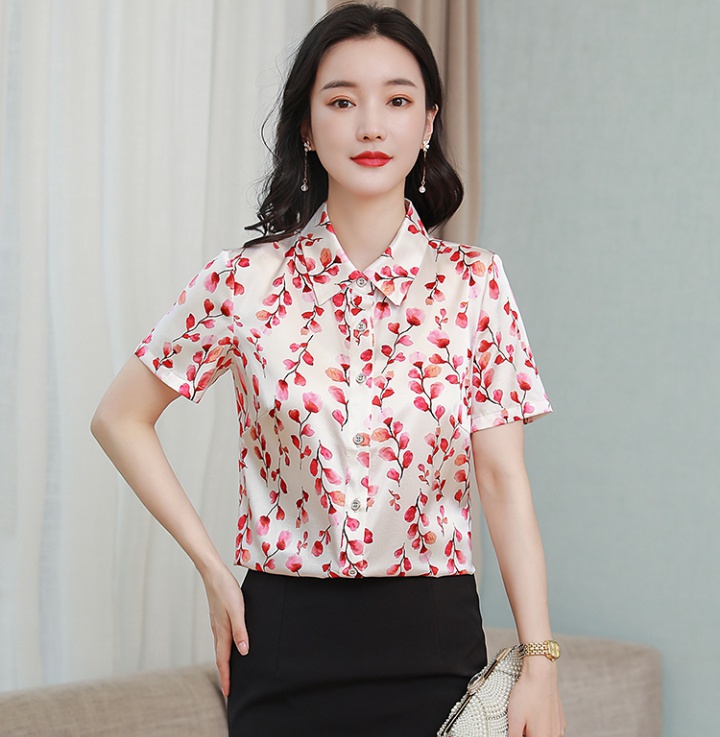 Short sleeve middle-aged shirt slim tops for women