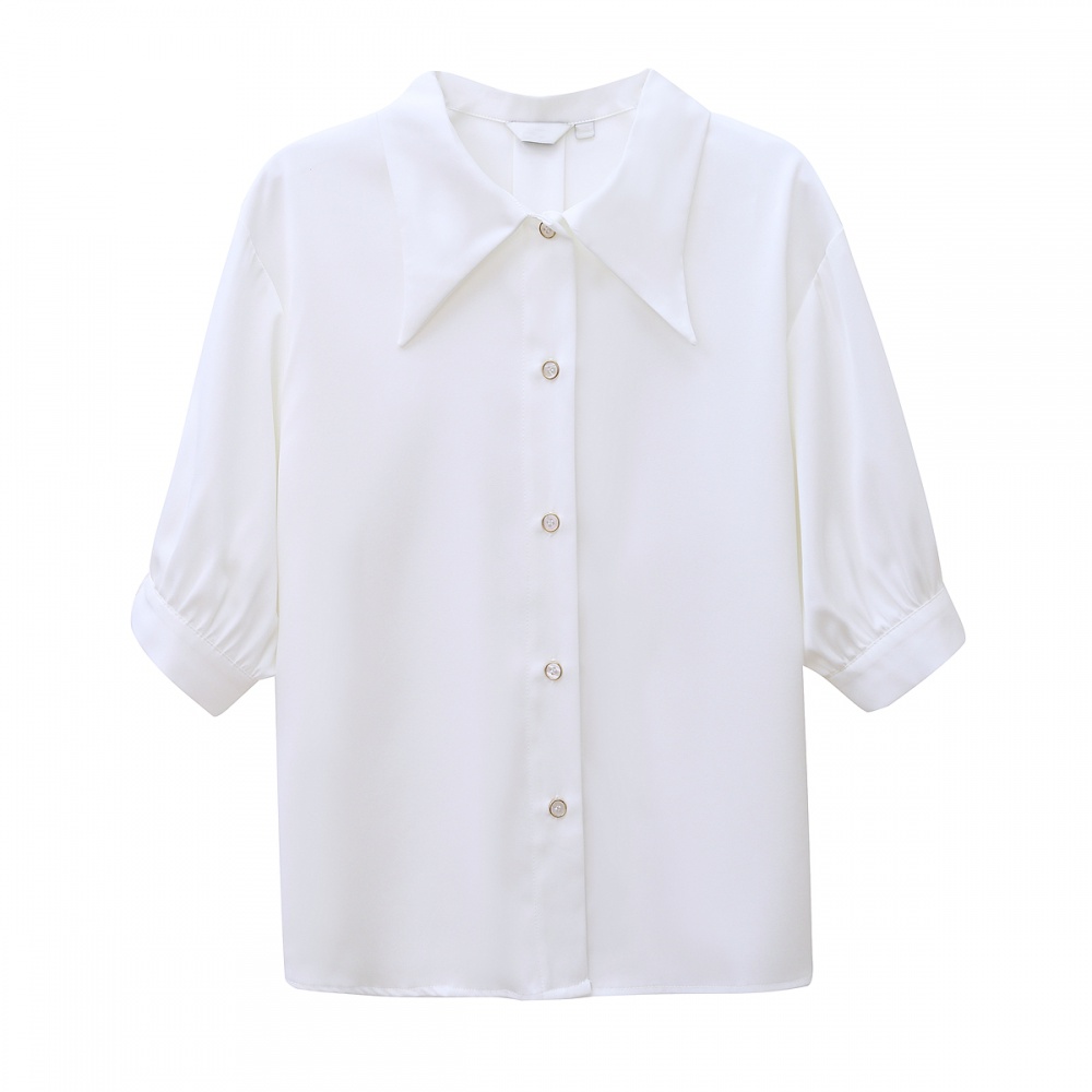 Short pointed collar tops unique small shirt for women