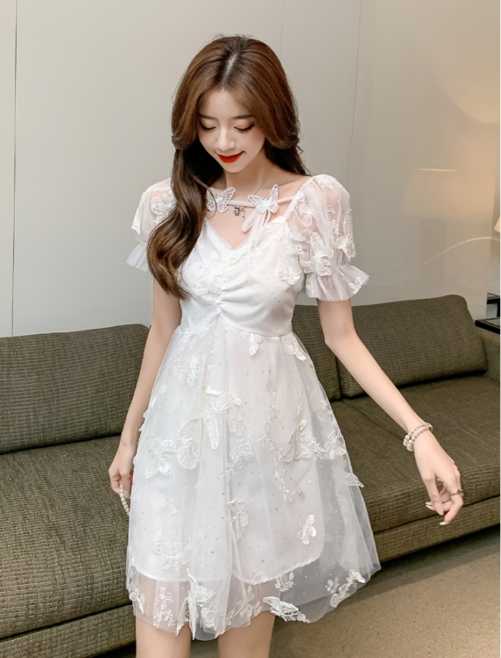 Puff sleeve summer dress butterfly small lady lady dress
