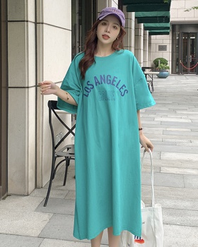 Loose Korean style simple slim T-shirt long fat Casual dress