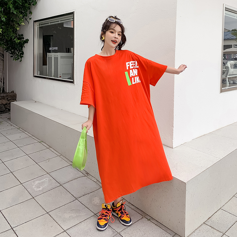 Printing slim Korean style dress loose fat T-shirt
