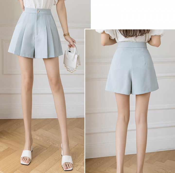 Pleated irregular high waist culottes slim all-match skirt