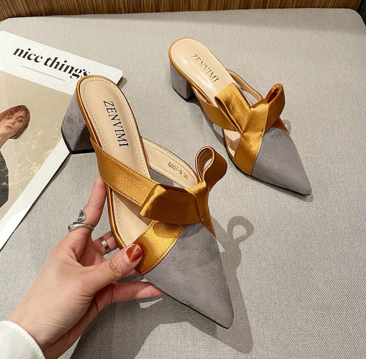Low high-heeled sandals pointed slippers