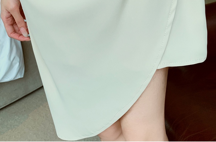 France style pinched waist clavicle short sleeve sleeve dress