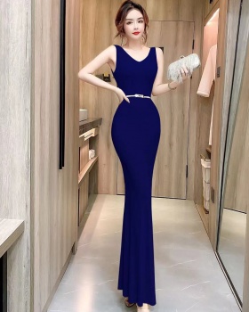 Mermaid long dress sleeveless slim formal dress for women