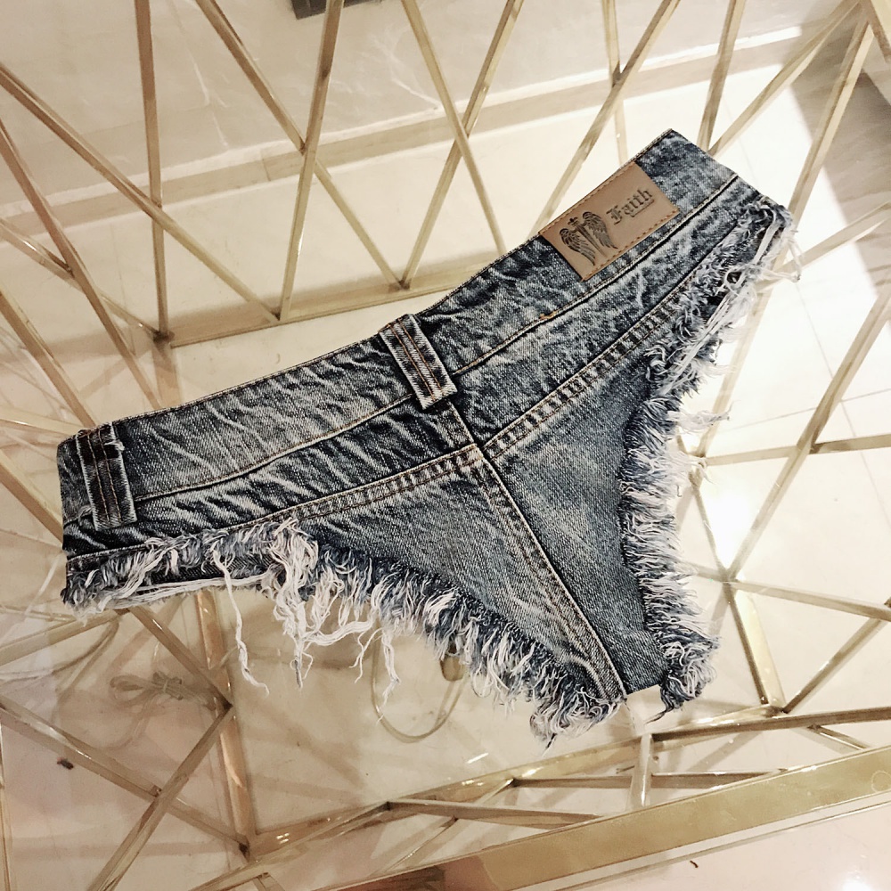 Sequins sexy summer shorts European style holes jeans