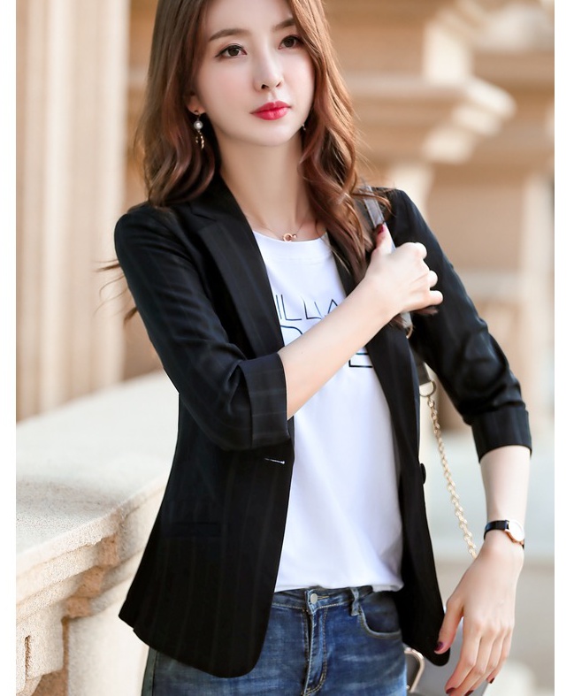 Thin Casual fashion business suit stripe short coat for women