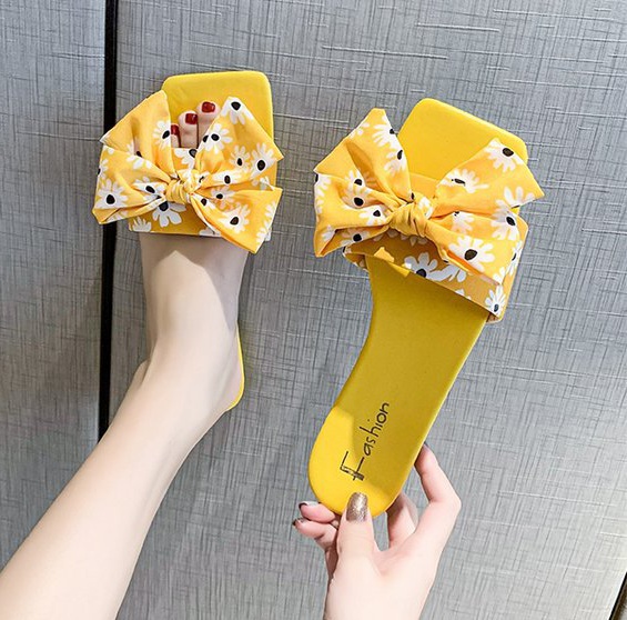 Bow wears outside shoes lovely slippers for women