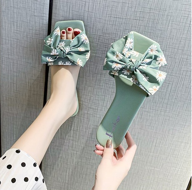 Bow wears outside shoes lovely slippers for women