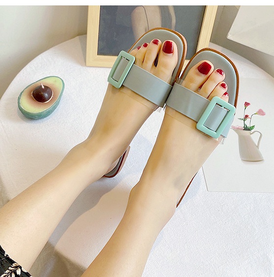 Casual flat summer transparent slippers for women