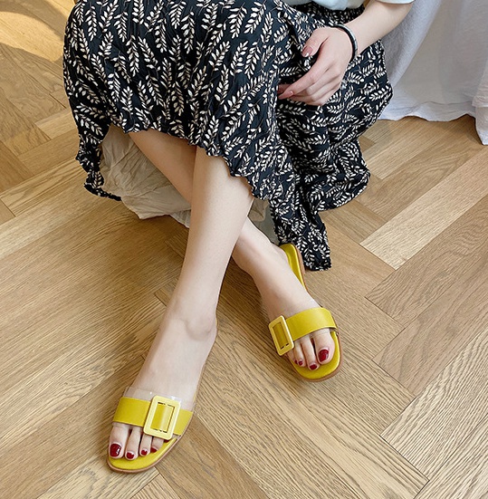 Casual flat summer transparent slippers for women