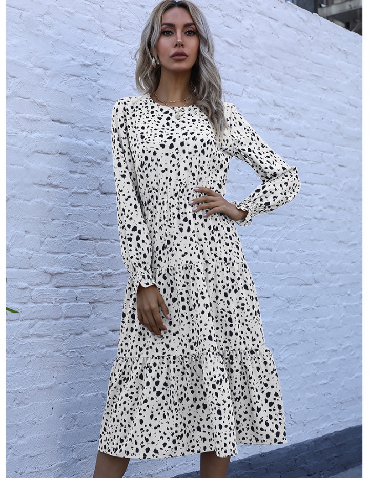 Spring leopard speaker halter long sleeve dress