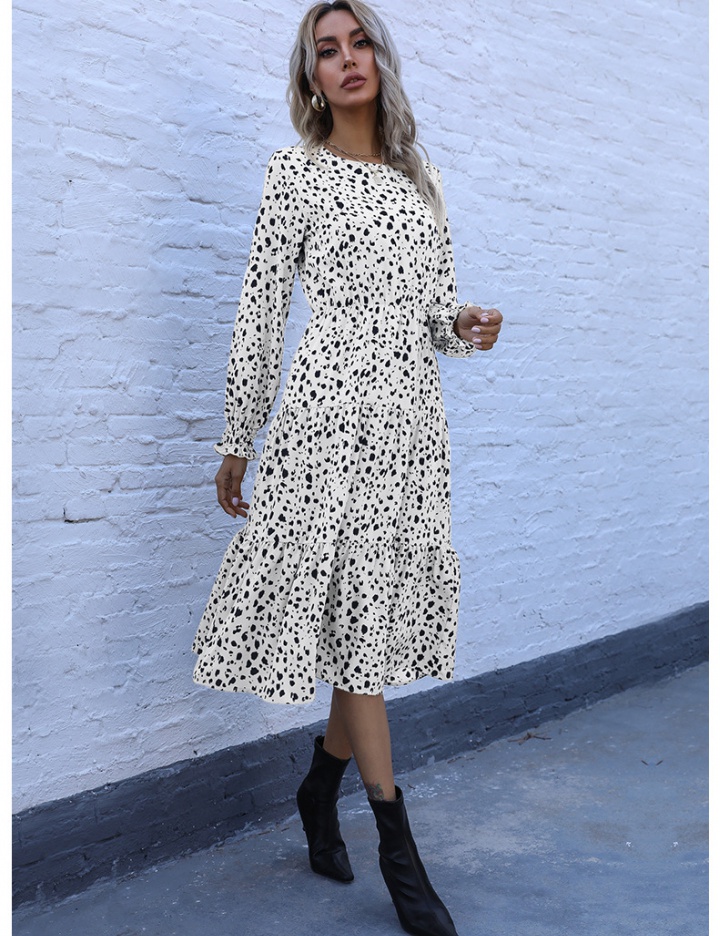 Spring leopard speaker halter long sleeve dress