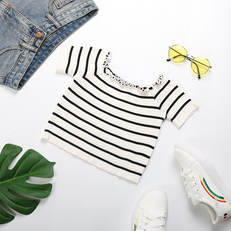 Sexy stripe tops short summer T-shirt for women