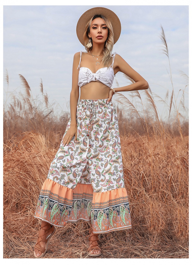Split national style summer skirt for women