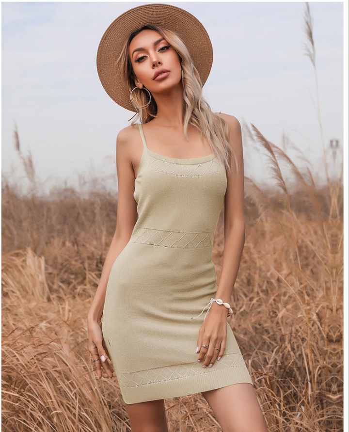 Pure package hip summer sling knitted European style sexy dress