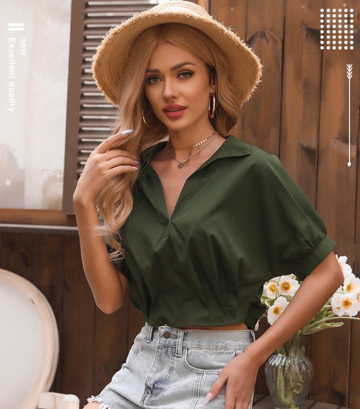 European style pullover summer shirt short pure tops for women