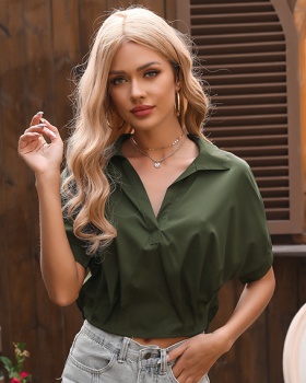 European style pullover summer shirt short pure tops for women